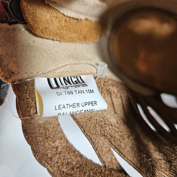 Dingo Jeezy Tan Brown Braided Leather Sandals Chunky Heel Fringe Detail Boho 10 - Picture 7 of 13